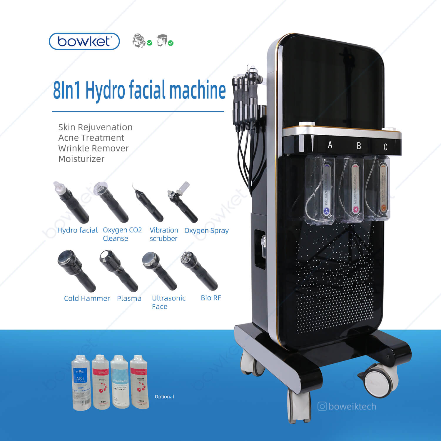 Bowket 8in1 hydro face cleaing hydra-dermabrasion-machine(image 1)
