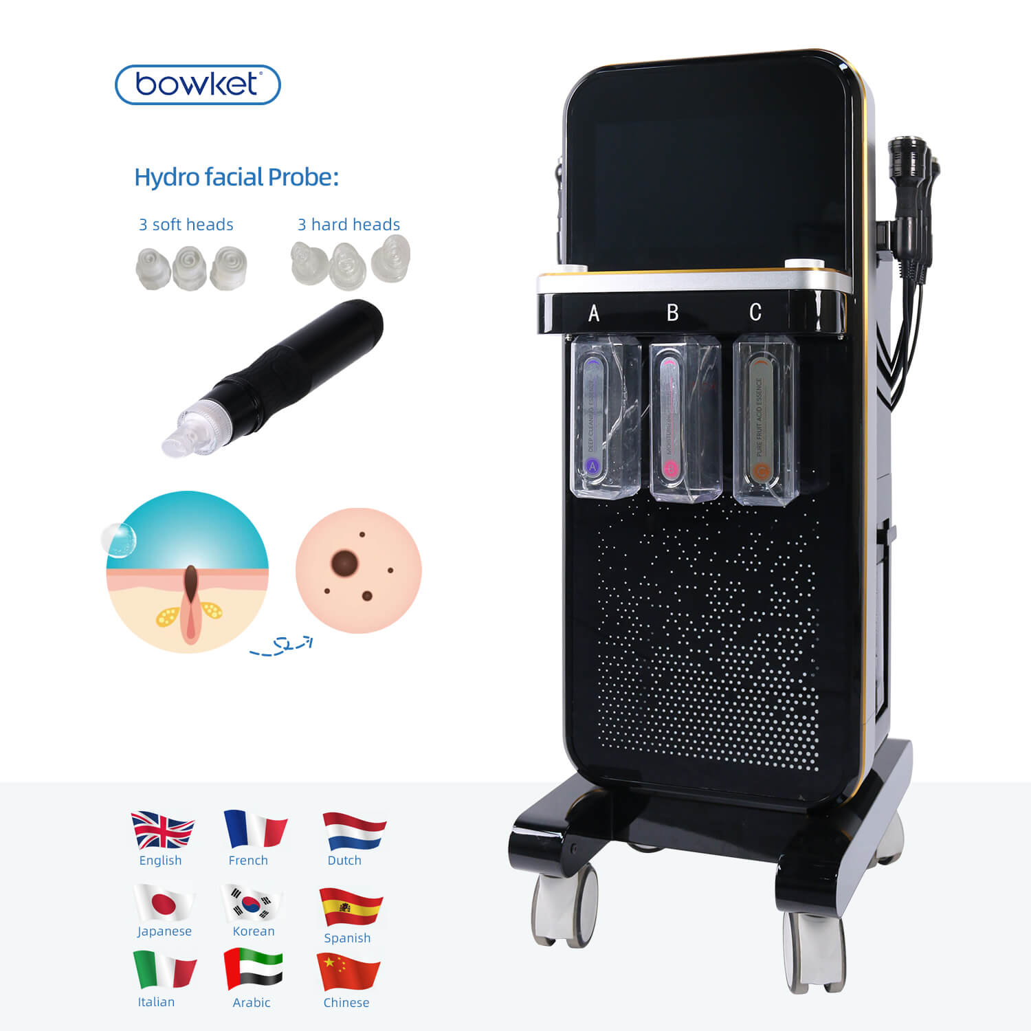 Bowket 8in1 hydro face cleaing hydra-dermabrasion-machine(image 10)