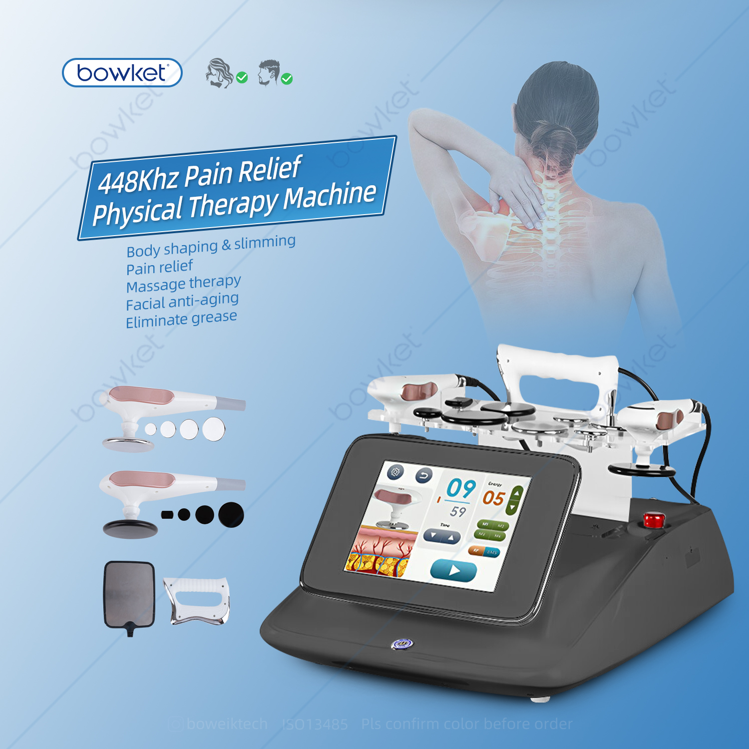 Bowket rf skin tightening machine for body and face 448khz radio frequency machine(image 2)